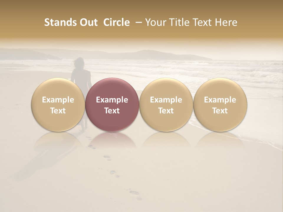 The Girl Walks On The Sand Of The Sea PowerPoint Template