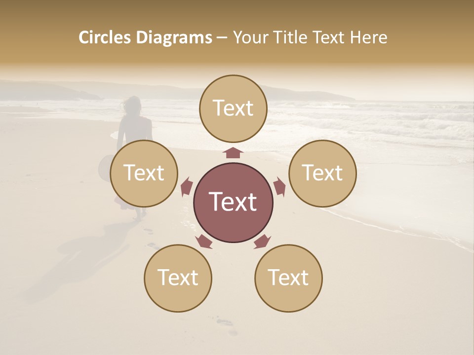 The Girl Walks On The Sand Of The Sea PowerPoint Template