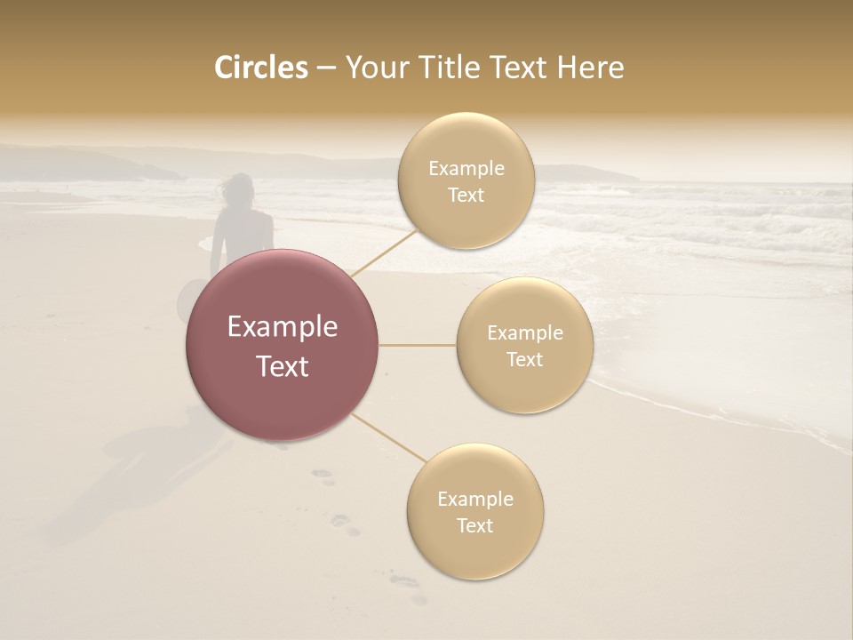 The Girl Walks On The Sand Of The Sea PowerPoint Template