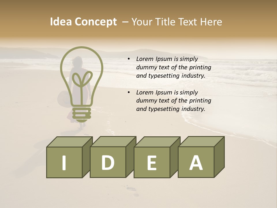 The Girl Walks On The Sand Of The Sea PowerPoint Template