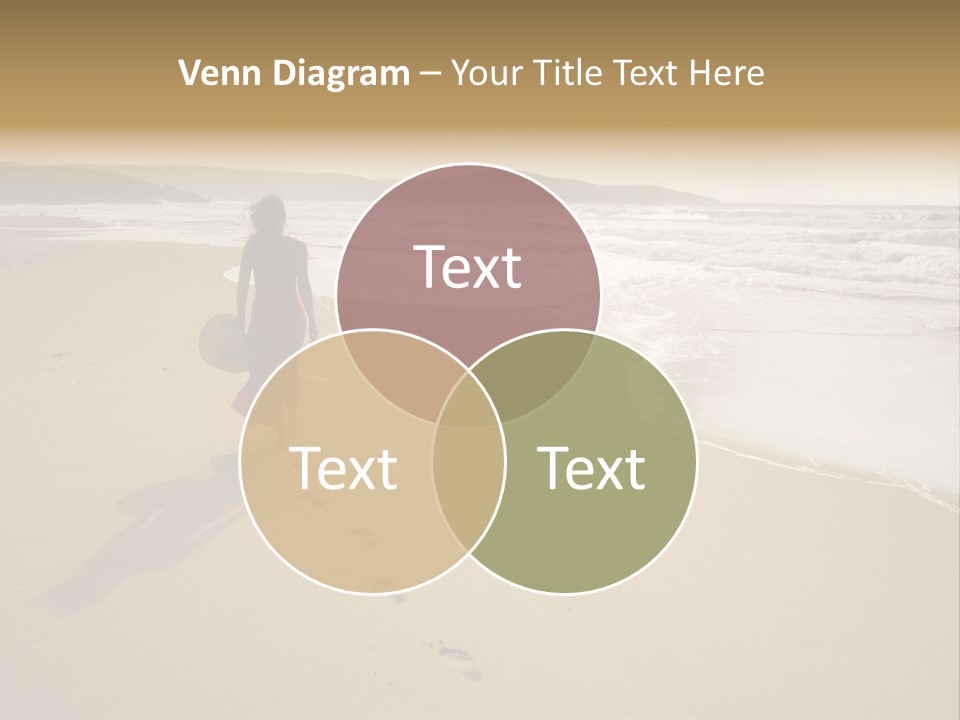 The Girl Walks On The Sand Of The Sea PowerPoint Template