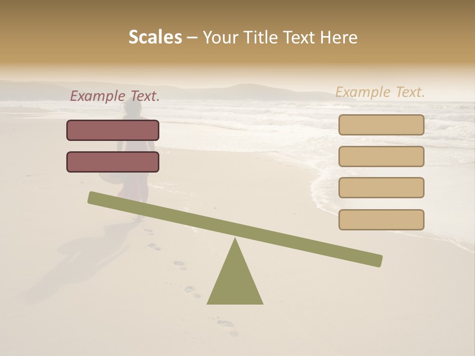 The Girl Walks On The Sand Of The Sea PowerPoint Template