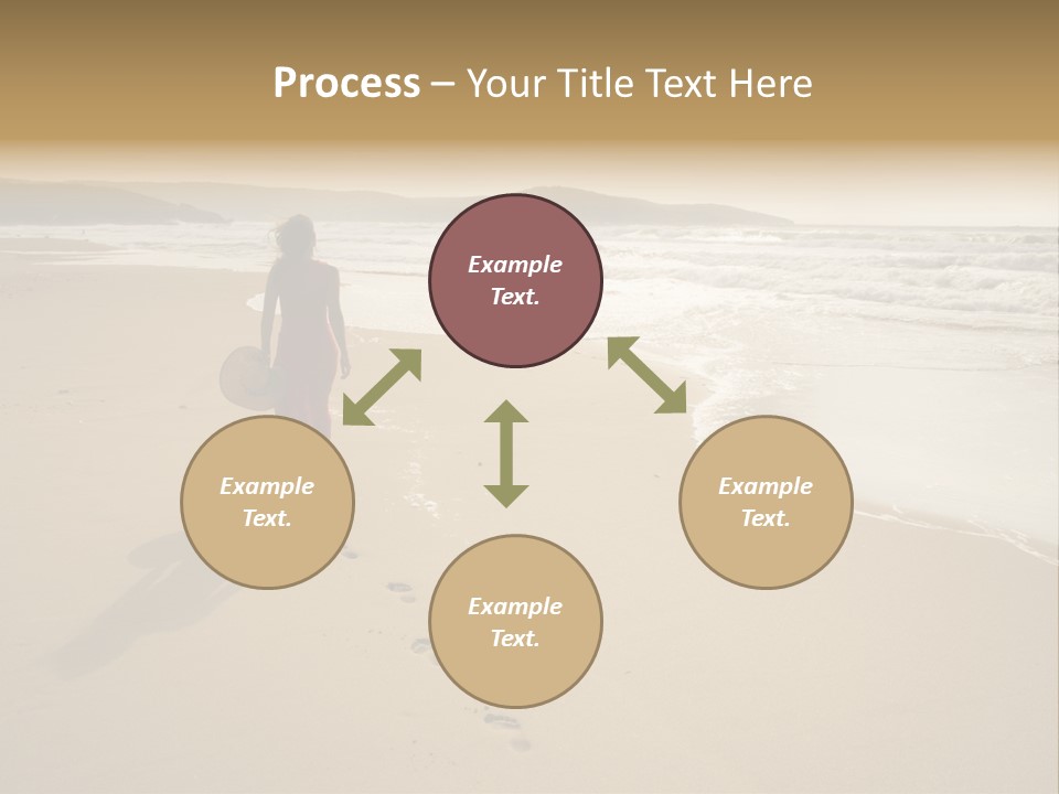 The Girl Walks On The Sand Of The Sea PowerPoint Template