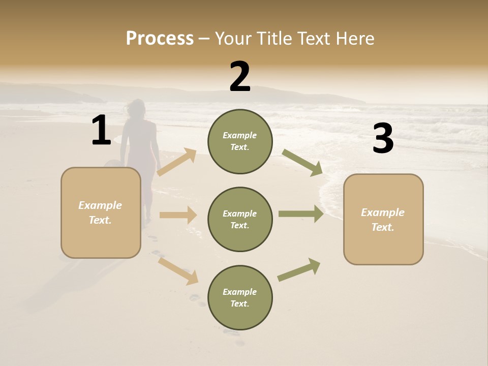 The Girl Walks On The Sand Of The Sea PowerPoint Template