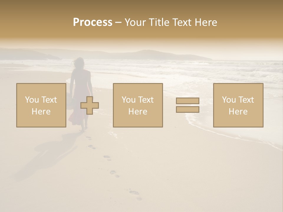 The Girl Walks On The Sand Of The Sea PowerPoint Template