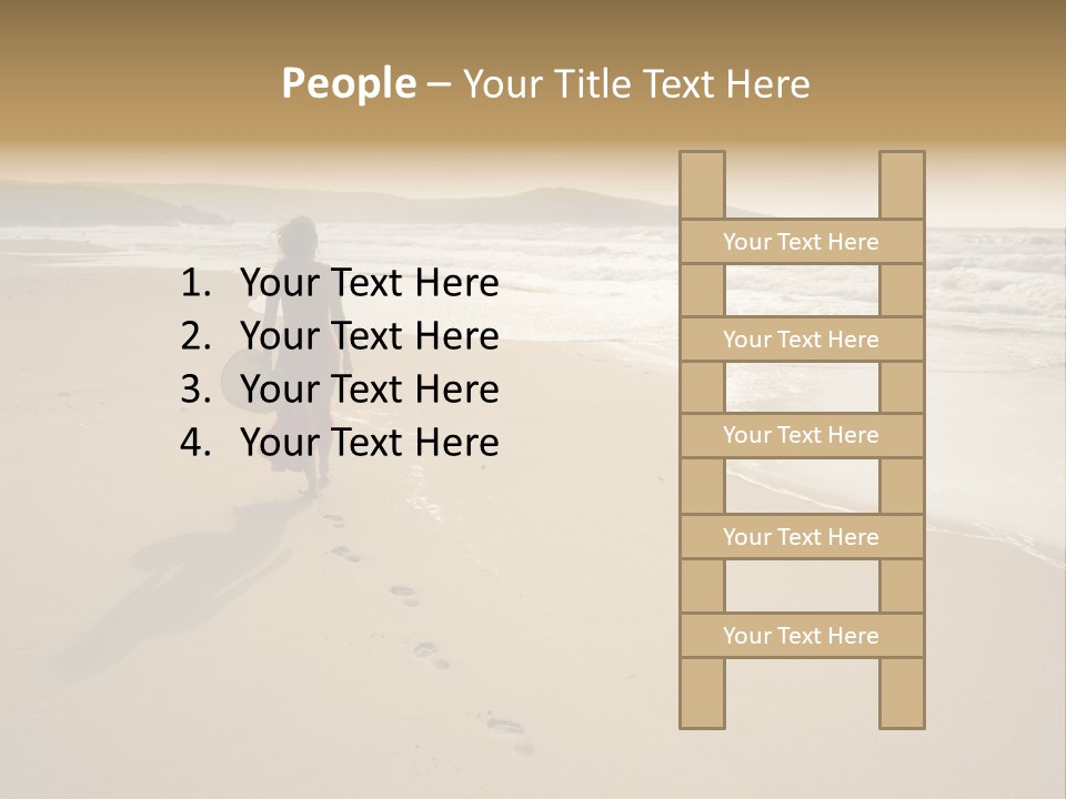 The Girl Walks On The Sand Of The Sea PowerPoint Template