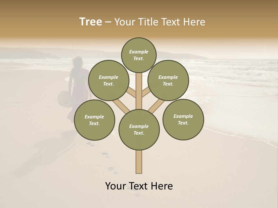 The Girl Walks On The Sand Of The Sea PowerPoint Template