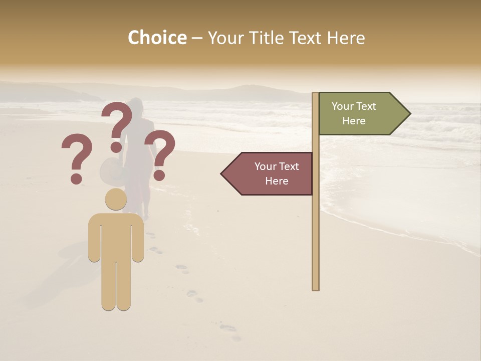 The Girl Walks On The Sand Of The Sea PowerPoint Template