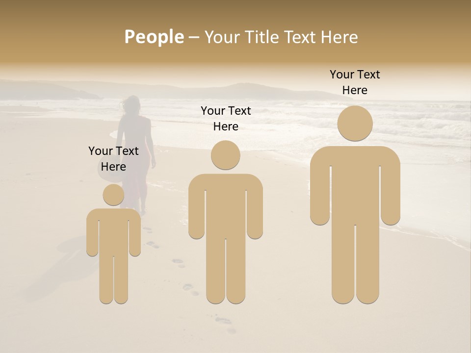 The Girl Walks On The Sand Of The Sea PowerPoint Template