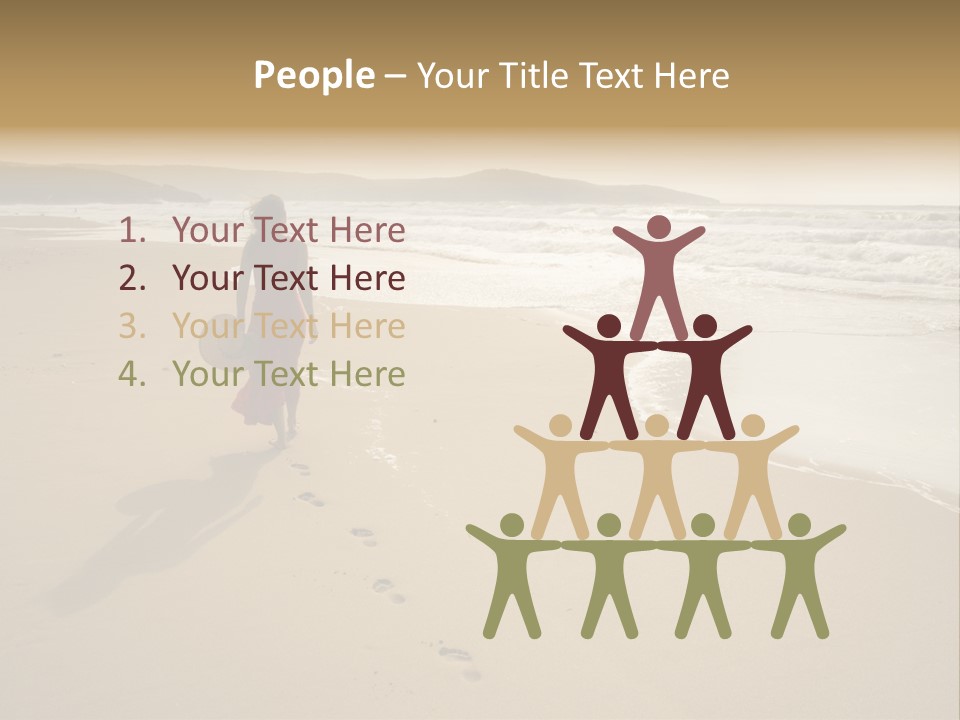 The Girl Walks On The Sand Of The Sea PowerPoint Template
