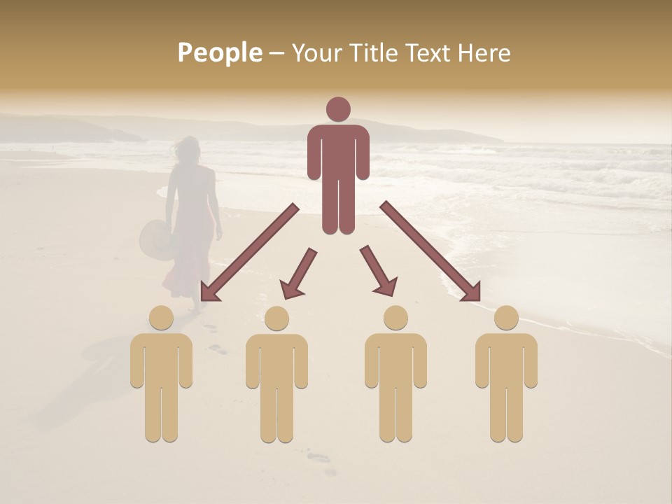 The Girl Walks On The Sand Of The Sea PowerPoint Template