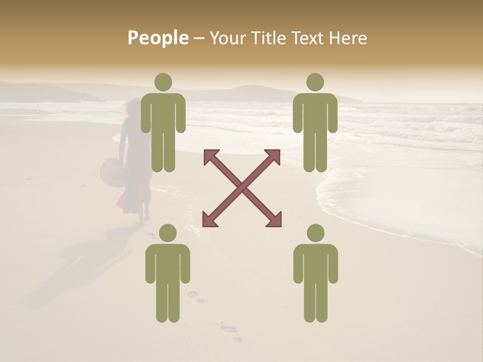 The Girl Walks On The Sand Of The Sea PowerPoint Template