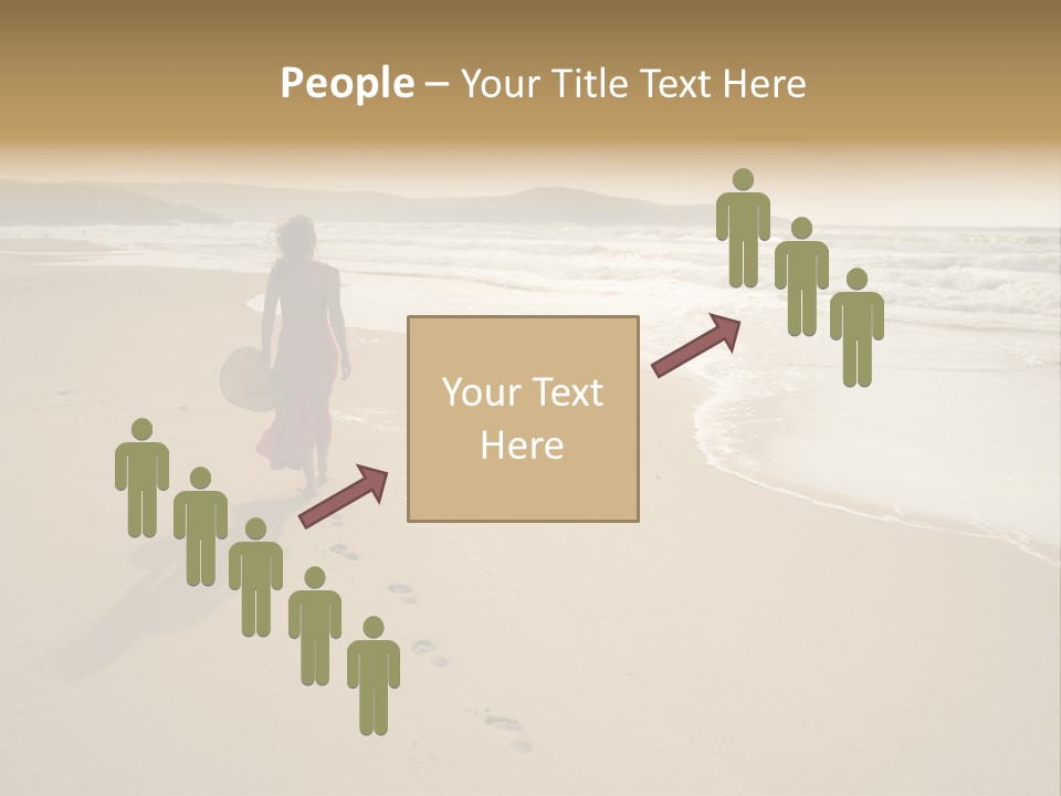 The Girl Walks On The Sand Of The Sea PowerPoint Template