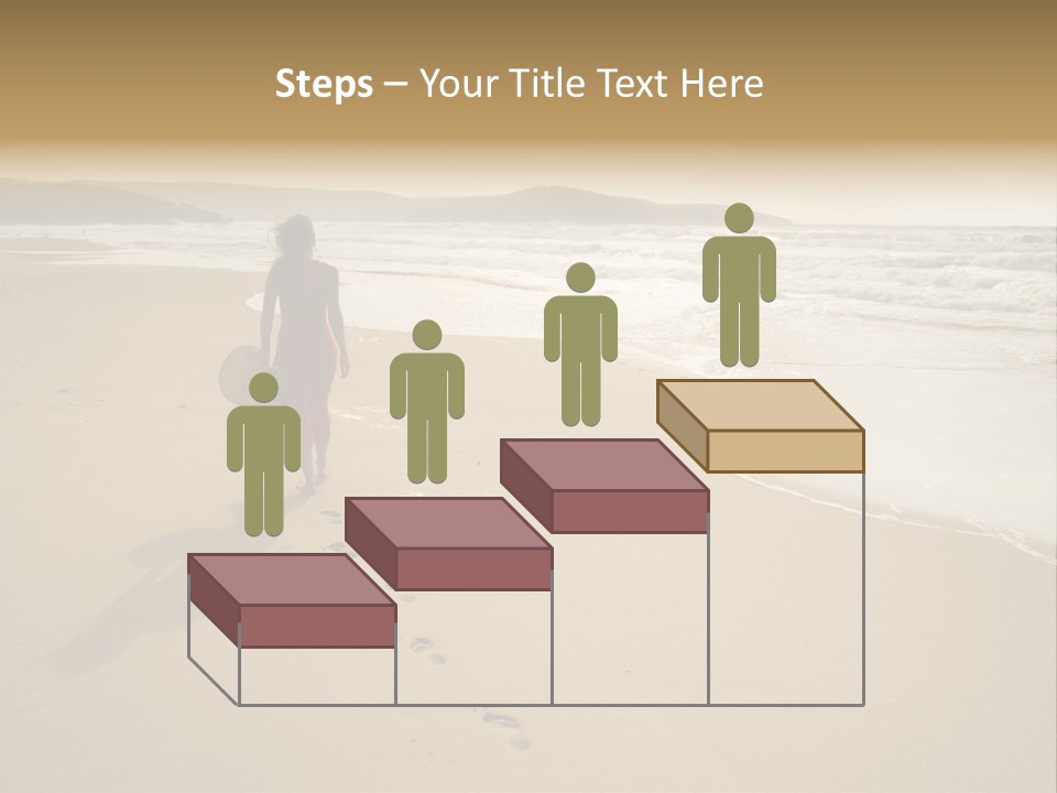The Girl Walks On The Sand Of The Sea PowerPoint Template