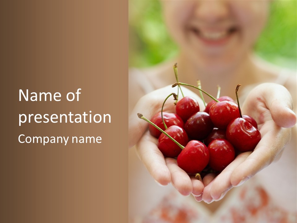 Girl With Cherries PowerPoint Template