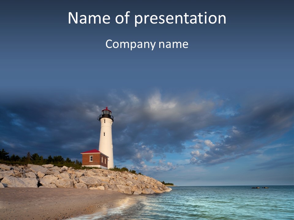 Lighthouse On The Shore PowerPoint Template