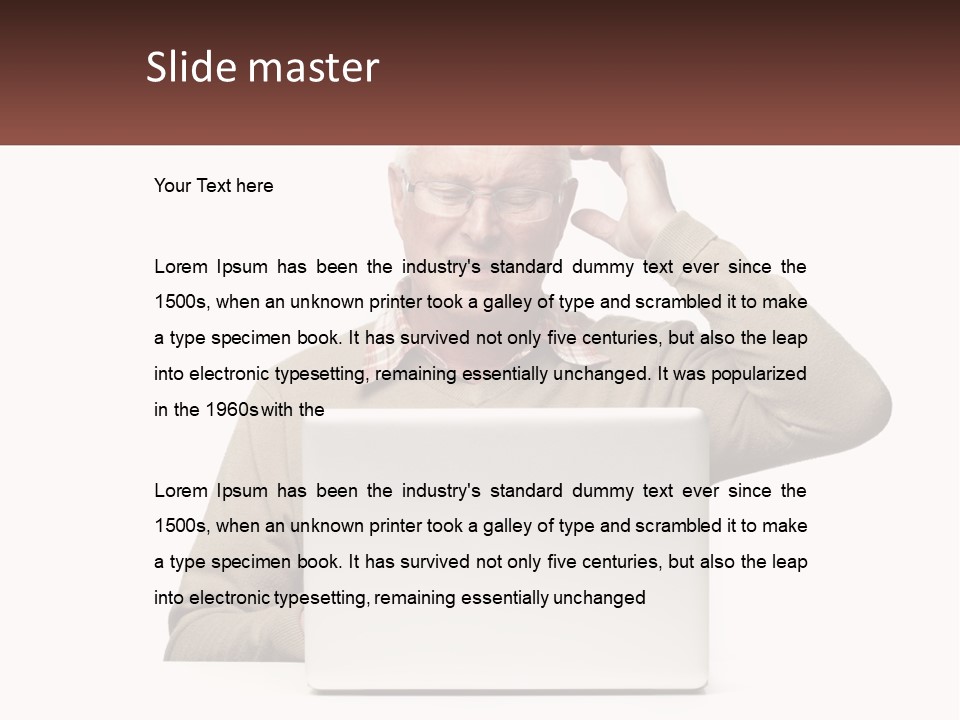 Grandfather At The Laptop PowerPoint Template