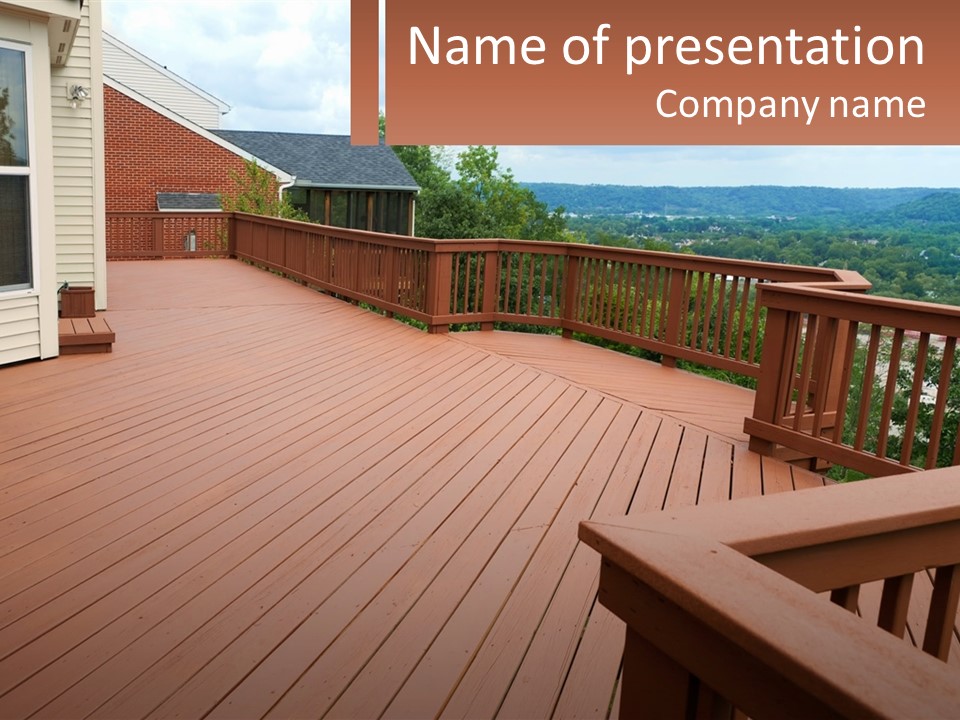 Wooden Summer Balcony With Railings PowerPoint Template