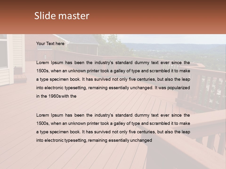 Wooden Summer Balcony With Railings PowerPoint Template