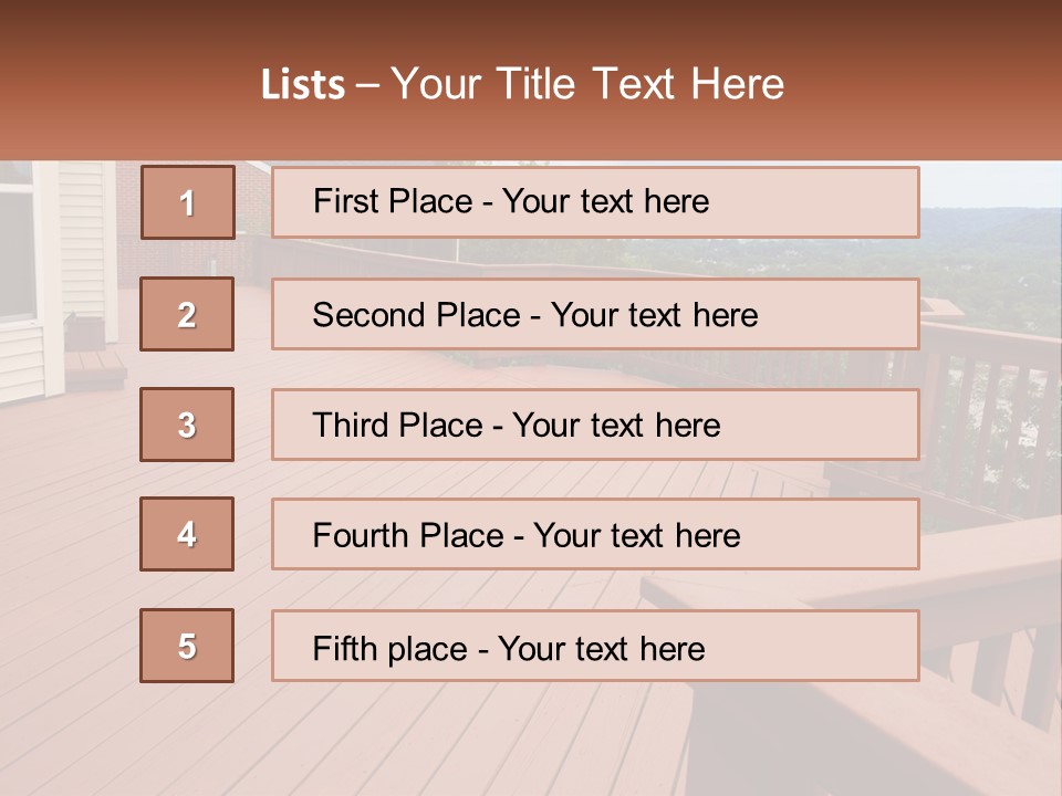 Wooden Summer Balcony With Railings PowerPoint Template