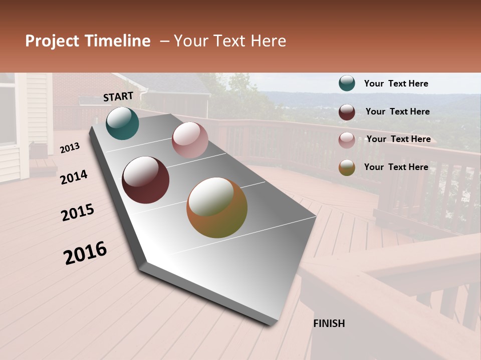 Wooden Summer Balcony With Railings PowerPoint Template