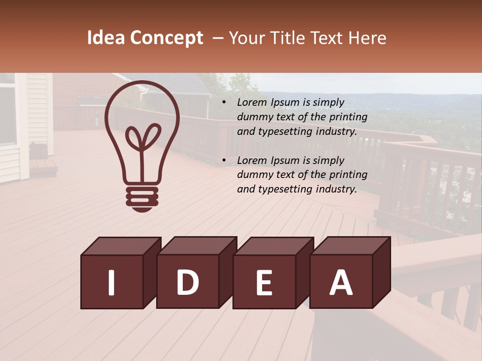 Wooden Summer Balcony With Railings PowerPoint Template