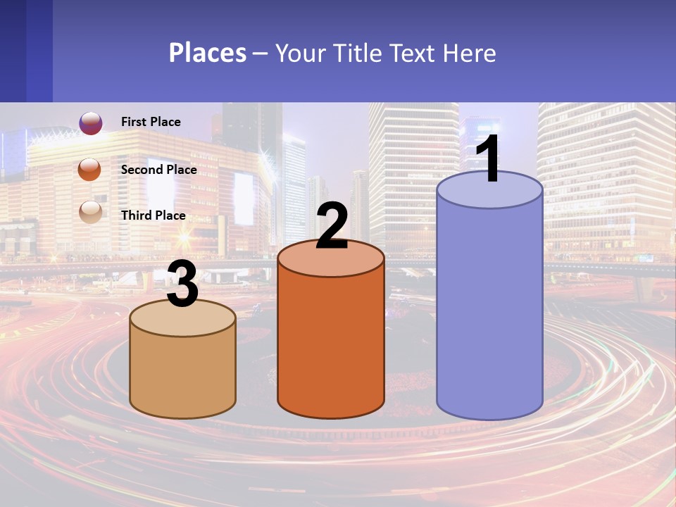 Circular Road At Night In The City PowerPoint Template