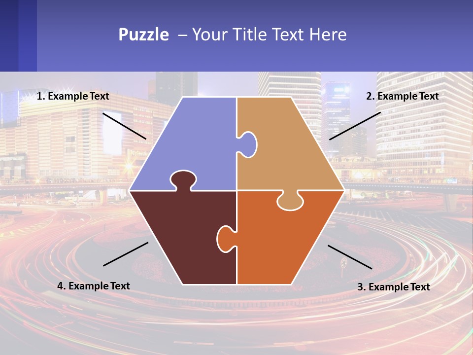 Circular Road At Night In The City PowerPoint Template