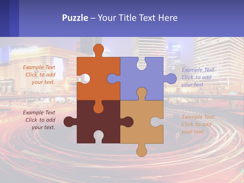 Circular Road At Night In The City PowerPoint Template