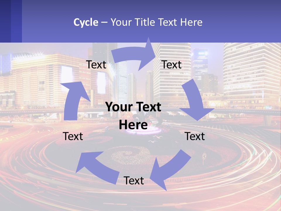 Circular Road At Night In The City PowerPoint Template