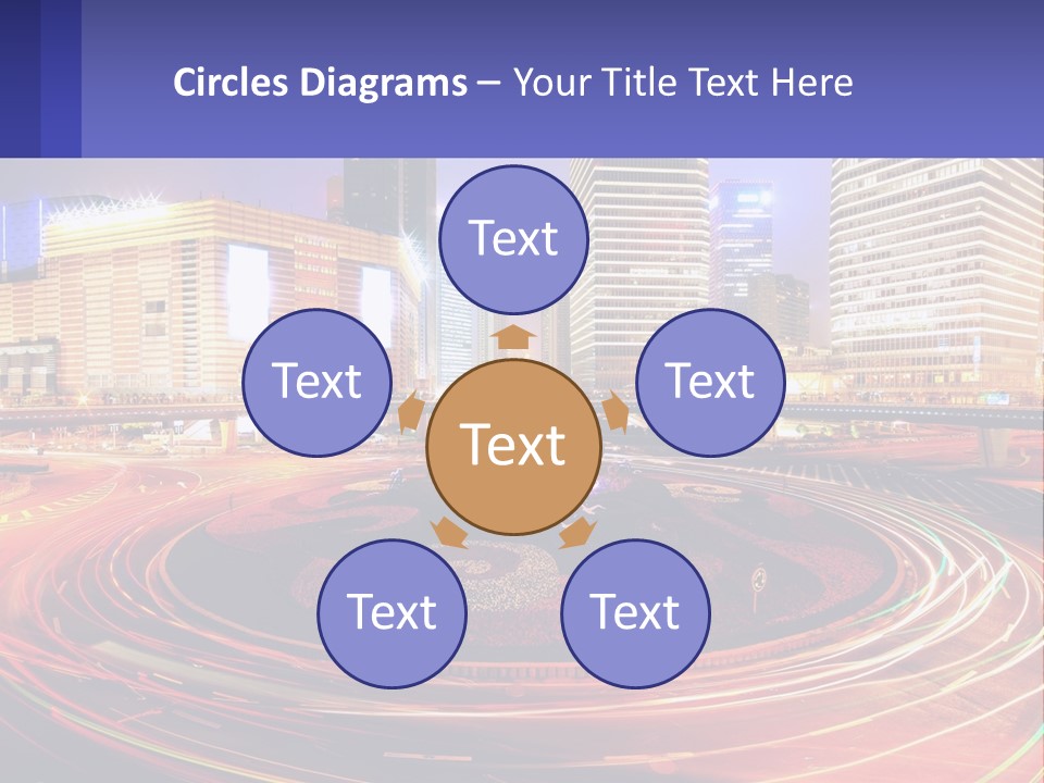 Circular Road At Night In The City PowerPoint Template