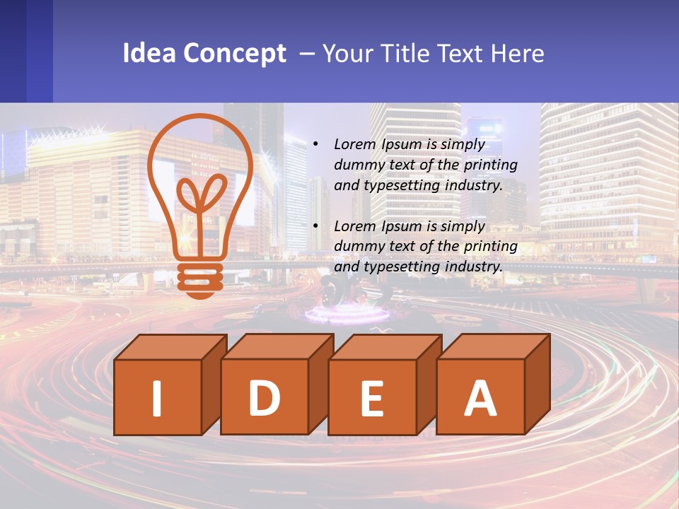 Circular Road At Night In The City PowerPoint Template