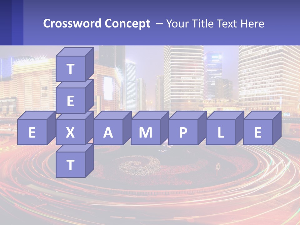 Circular Road At Night In The City PowerPoint Template