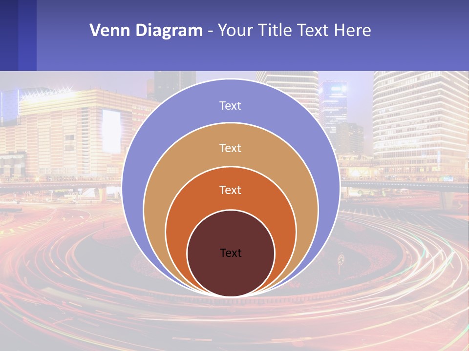 Circular Road At Night In The City PowerPoint Template