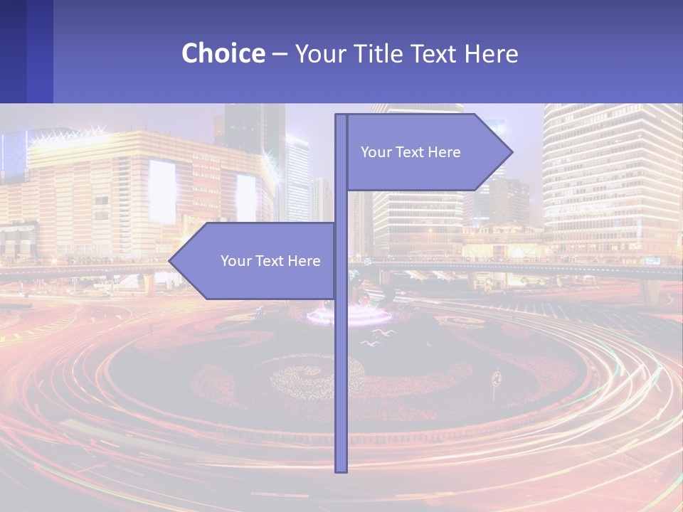 Circular Road At Night In The City PowerPoint Template
