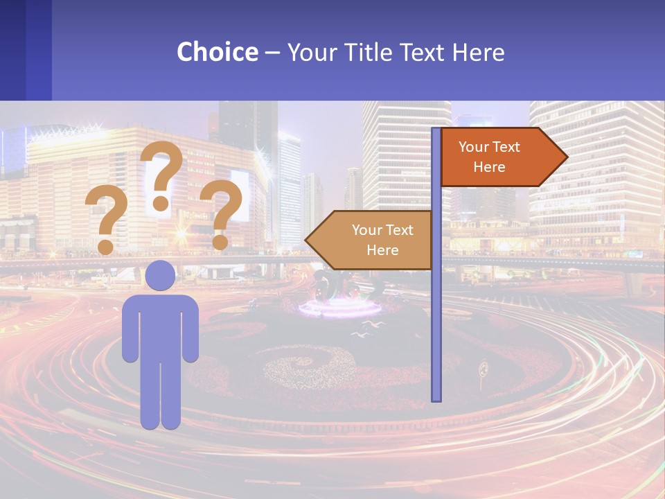 Circular Road At Night In The City PowerPoint Template