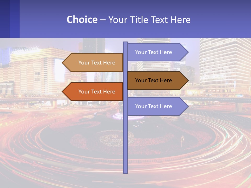 Circular Road At Night In The City PowerPoint Template