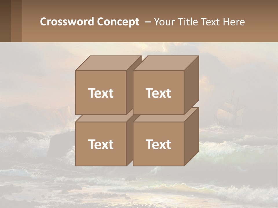 Oil Painting Ship In A Storm PowerPoint Template