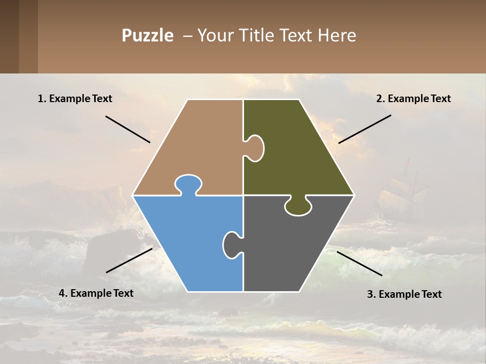 Oil Painting Ship In A Storm PowerPoint Template