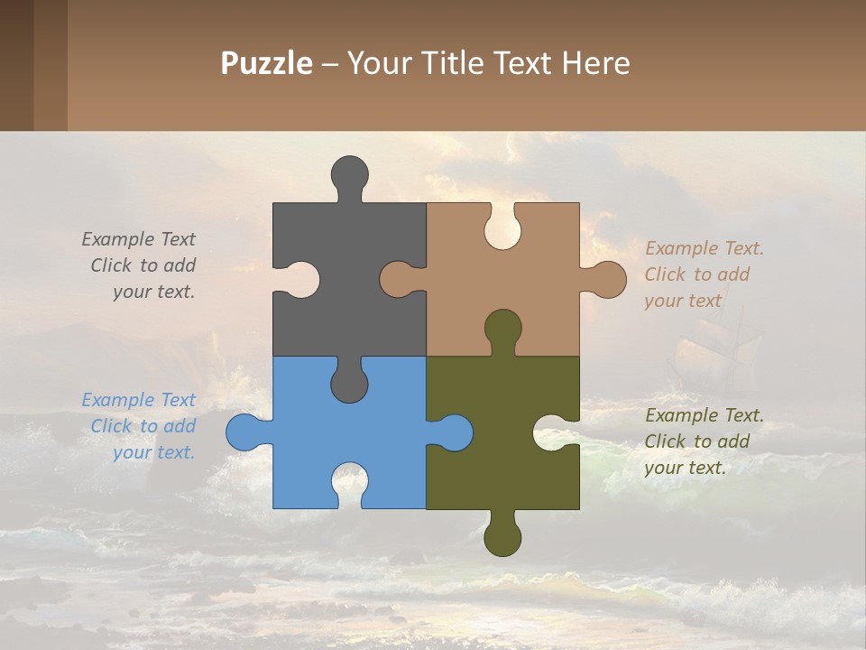 Oil Painting Ship In A Storm PowerPoint Template