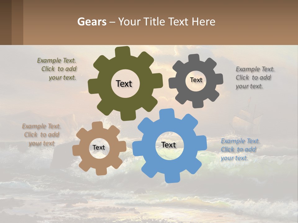 Oil Painting Ship In A Storm PowerPoint Template