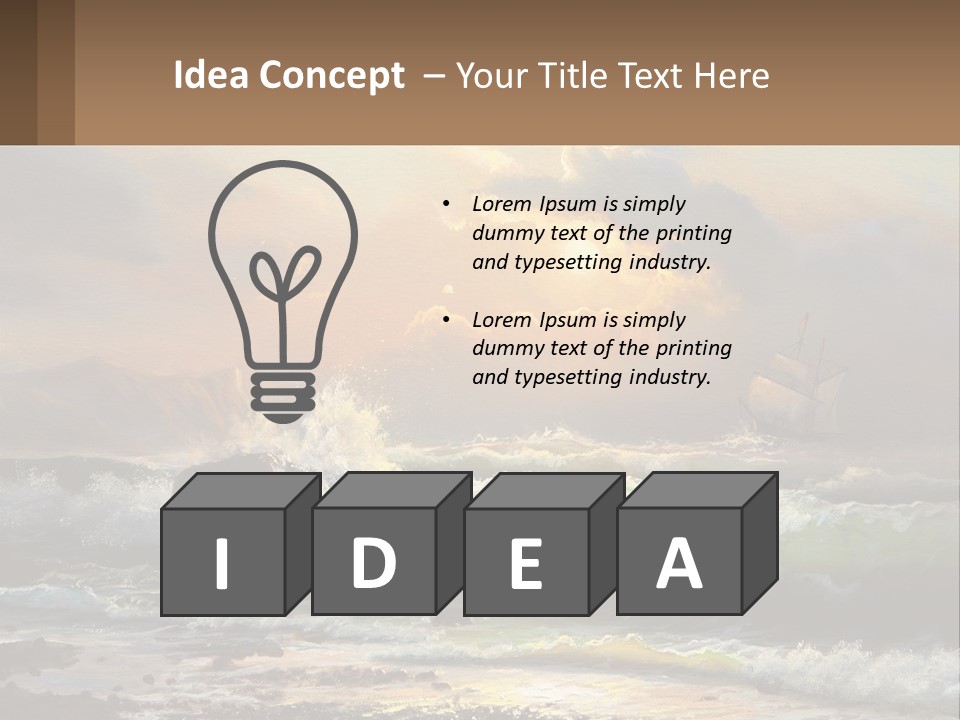 Oil Painting Ship In A Storm PowerPoint Template