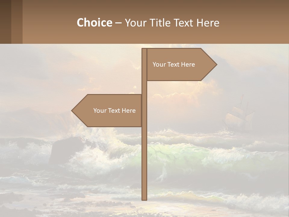 Oil Painting Ship In A Storm PowerPoint Template