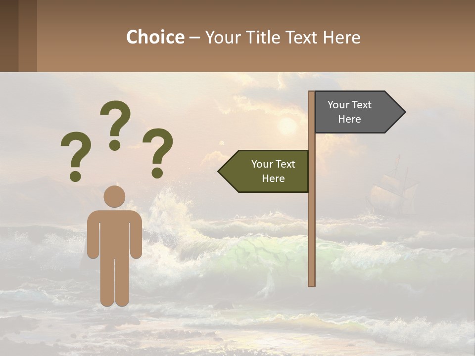 Oil Painting Ship In A Storm PowerPoint Template