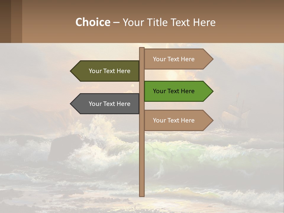 Oil Painting Ship In A Storm PowerPoint Template
