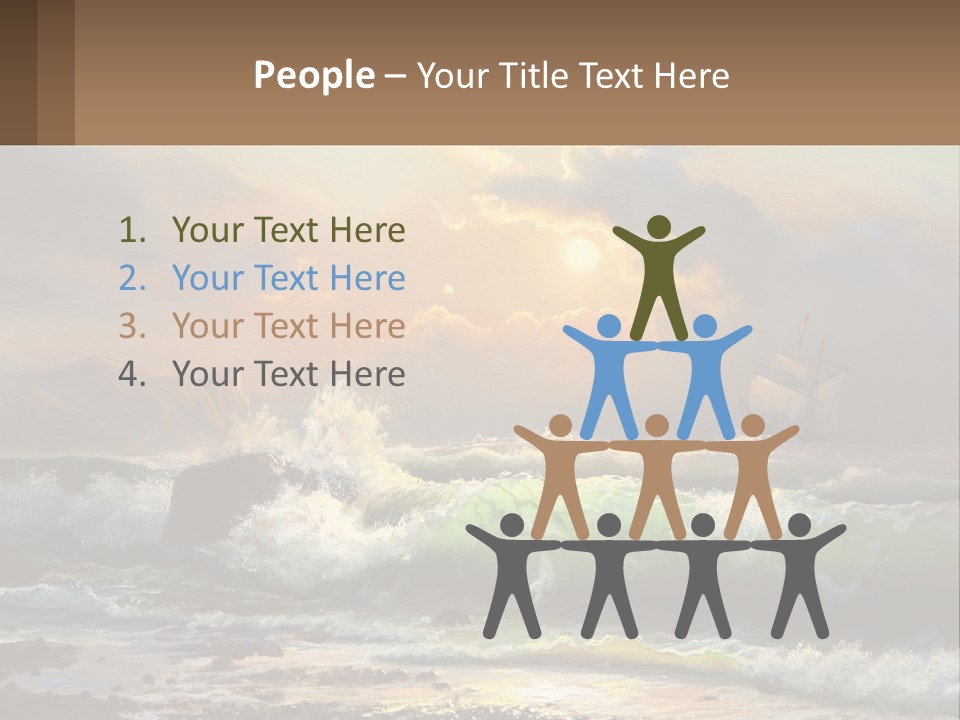 Oil Painting Ship In A Storm PowerPoint Template