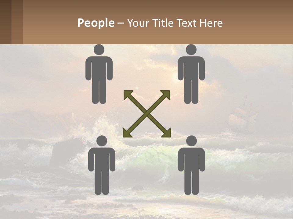 Oil Painting Ship In A Storm PowerPoint Template