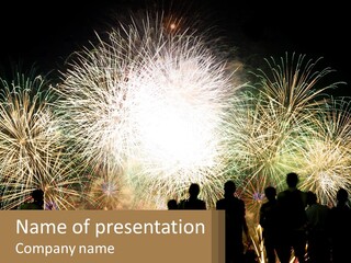 People Look At Fireworks PowerPoint Template