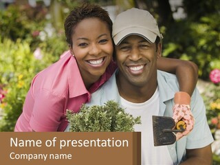 Married Couple In The Garden PowerPoint Template