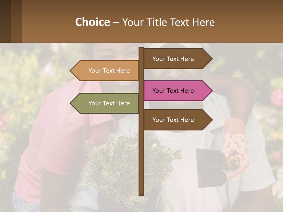 Married Couple In The Garden PowerPoint Template